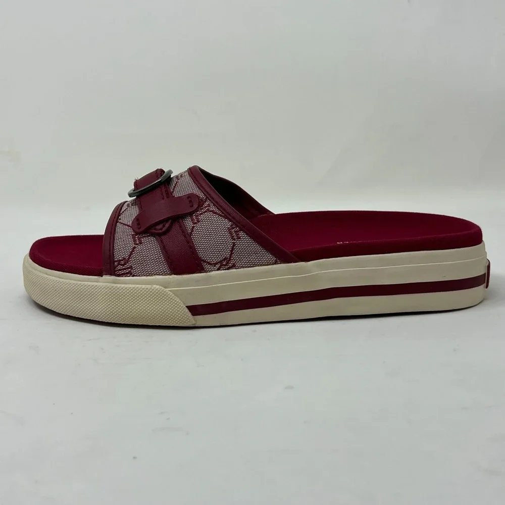 Ralph Lauren Matty‎ Sandals Red Signature Fabric Stylish Women's Size 7B VTG NEW